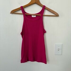 Re/Done Pink Ribbed Tank Top